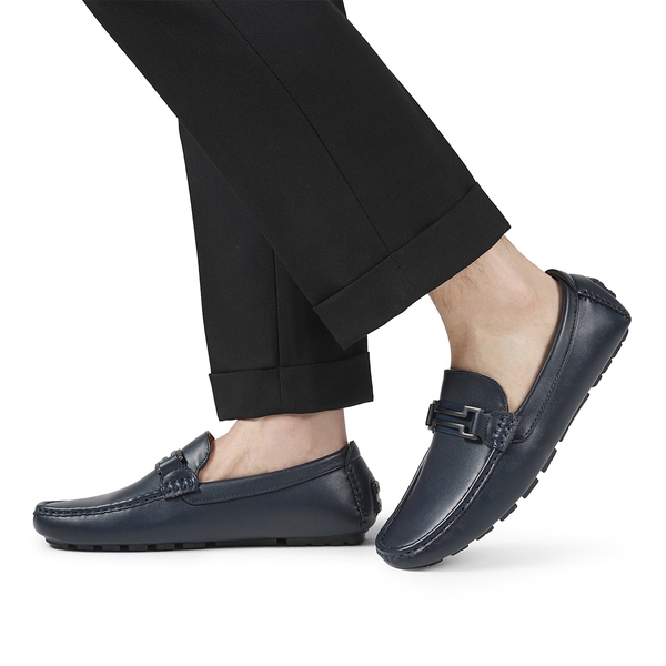Men's Horsebit Moccasin Loafers Shoes - NAVY - 6