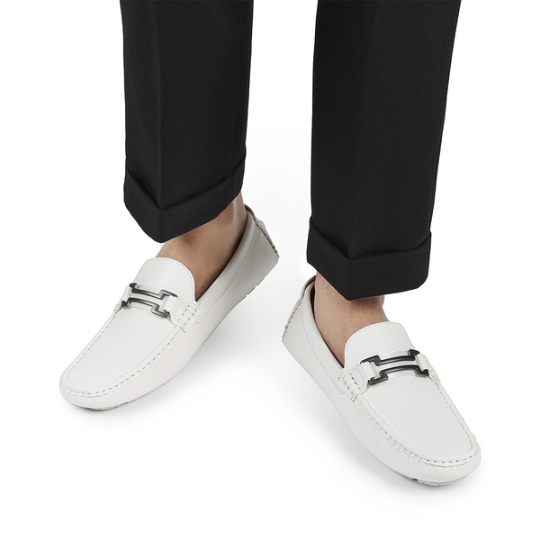 Men's Horsebit Moccasin Loafers Shoes - WHITE - 6