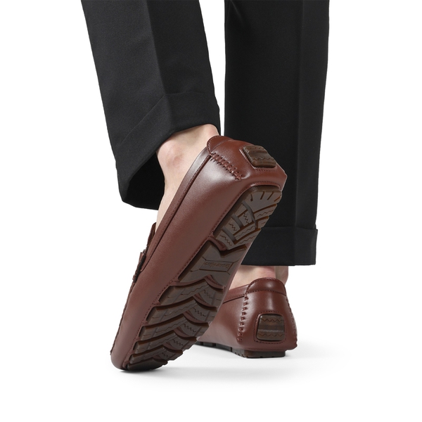 Men's Horsebit Moccasin Loafers Shoes - BROWN - 7