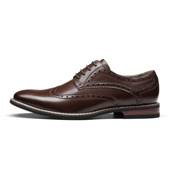 Men's Sophisticated Wingtip Dress Shoes - DARK BROWN - 2
