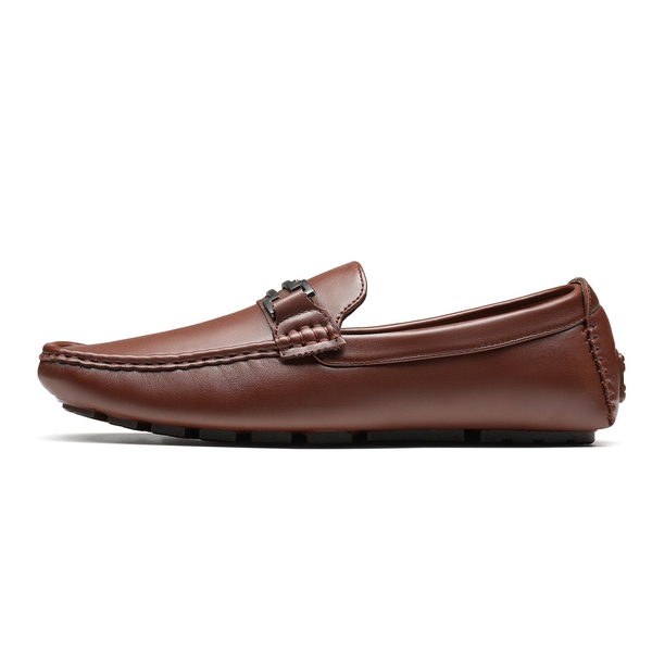Men's Horsebit Moccasin Loafers Shoes - BROWN - 2