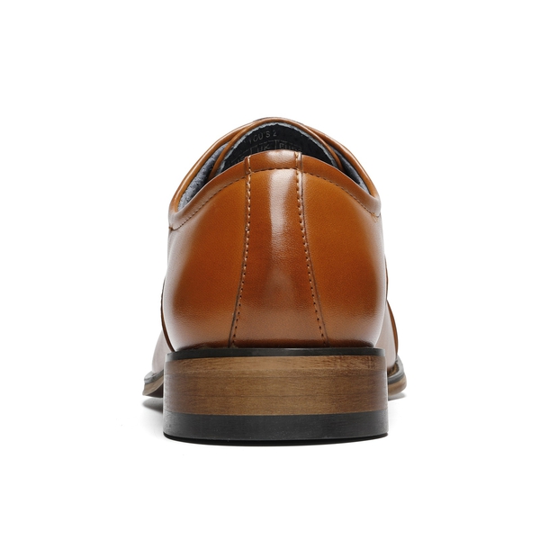 Men's Cap Toe PU Leather Oxford Shoes - BROWN - 4