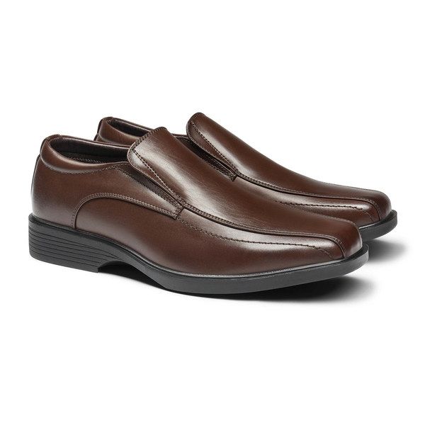 Men's Classic Square Toe PU Leather Loafers - DARK BROWN - 5