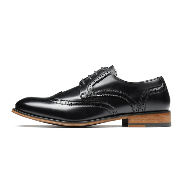 Men's Elegant Wingtip PU Leather Shoes - BLACK - 2