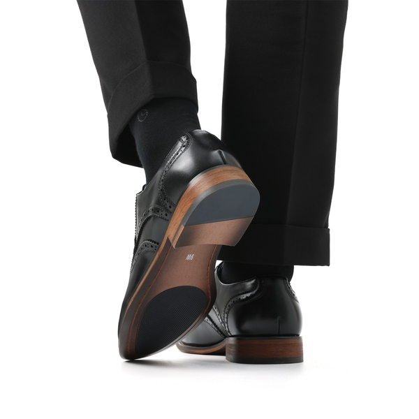 Men's Elegant Wingtip PU Leather Shoes - BLACK - 7