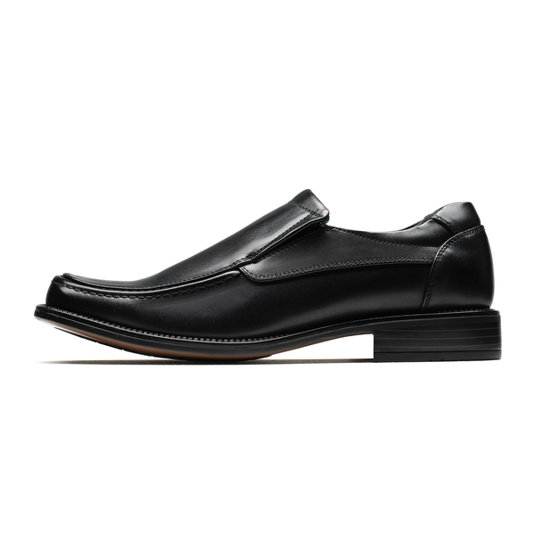Men's Leather Lined Slip-On Square Toe Dress Loafers - BLACK - 2