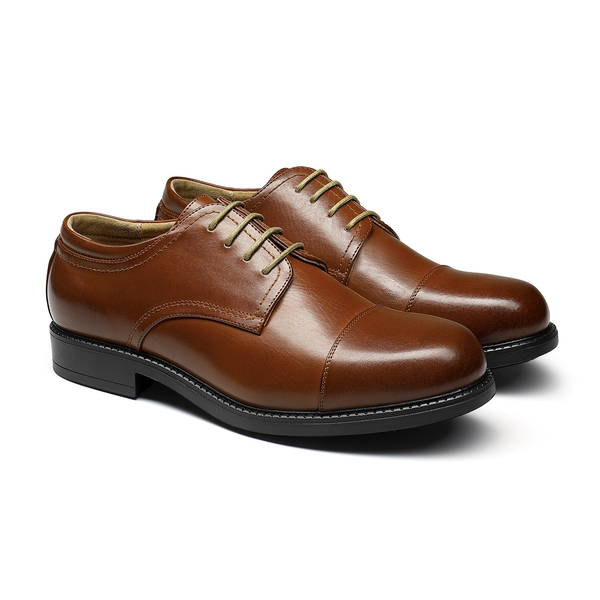 Men's Classic Round Cap Toe Dress Shoes - BROWN - 5