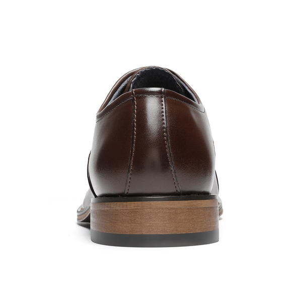 Men's Cap Toe PU Leather Oxford Shoes - DARK BROWN - 4
