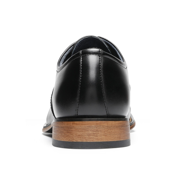 Men's Cap Toe PU Leather Oxford Shoes - BLACK - 4