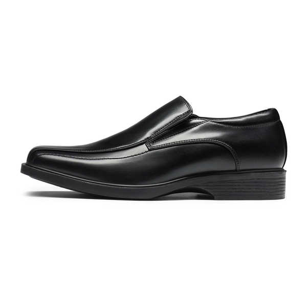 Men's Classic Square Toe PU Leather Loafers - BLACK - 2