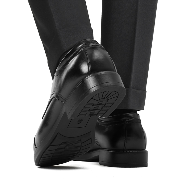 Men's Classic Round Cap Toe Dress Shoes - BLACK - 7