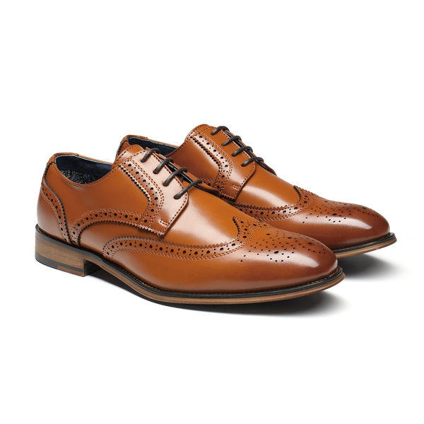 Men's Elegant Wingtip PU Leather Shoes - BROWN - 5