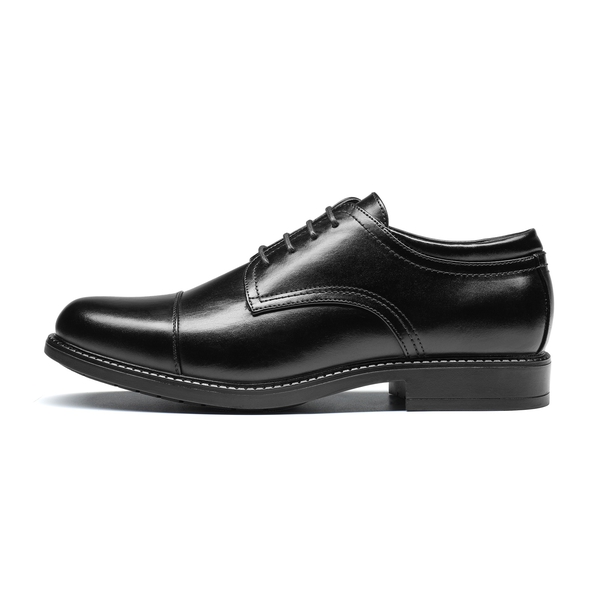 Men's Classic Round Cap Toe Dress Shoes - BLACK - 2