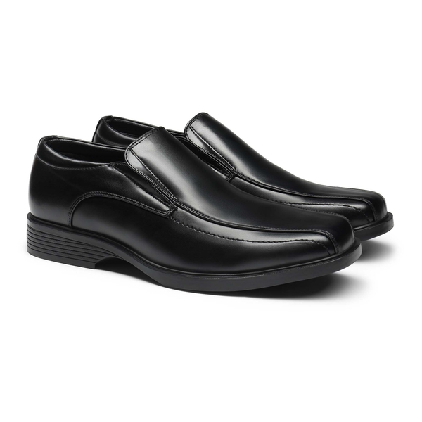 Men's Classic Square Toe PU Leather Loafers - BLACK - 5