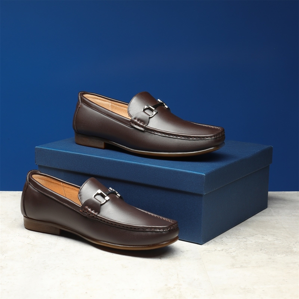 Men's Classic Metallic Horsebit Loafers - COFFEE - 8