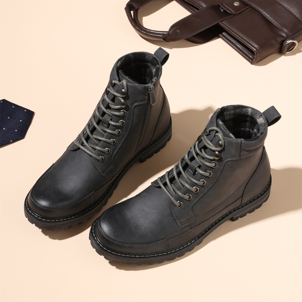 Men's Durable Motorcycles Lace-Up Combat Boots - GREY - 9