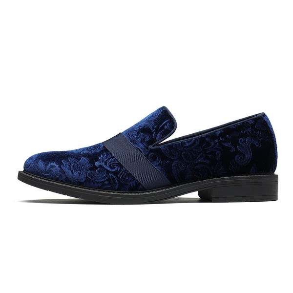 Men's Stylish Velvet Tuxedo Dress Shoes - BLUE - 1