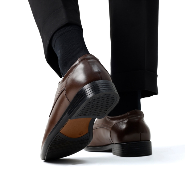Men's Classic PU Leather Dress Shoes - DARK BROWN - 7