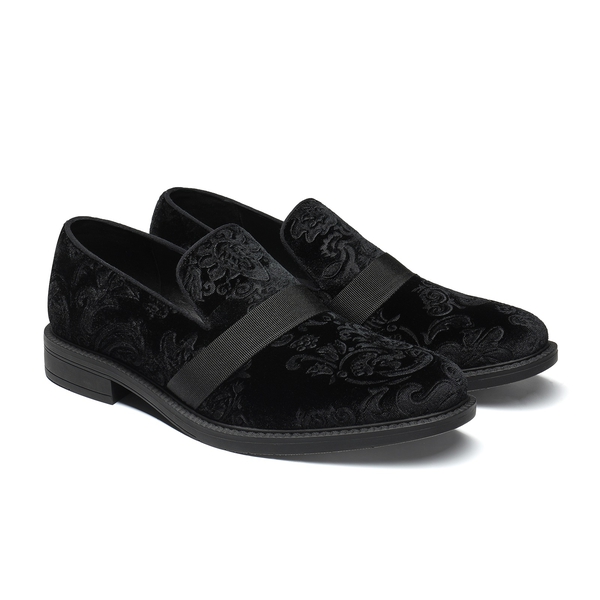 Men's Stylish Velvet Tuxedo Dress Shoes - BLACK - 4