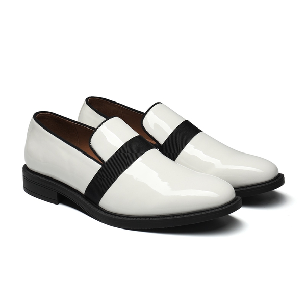 Men's Stylish Velvet Tuxedo Dress Shoes - WHITE - 4