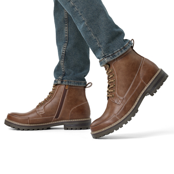 Men's Durable Motorcycles Lace-Up Combat Boots - BROWN - 6