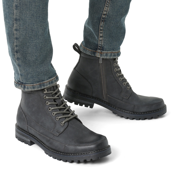 Men's Durable Motorcycles Lace-Up Combat Boots - GREY - 1