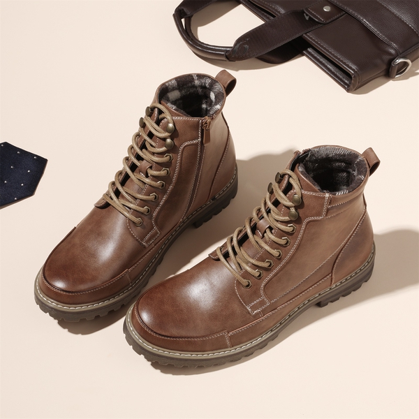 Men's Durable Motorcycles Lace-Up Combat Boots - BROWN - 8