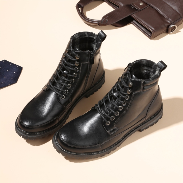Men's Durable Motorcycles Lace-Up Combat Boots - BLACK - 8