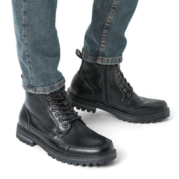Men's Durable Motorcycles Lace-Up Combat Boots - BLACK - 1
