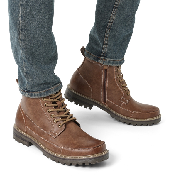 Men's Durable Motorcycles Lace-Up Combat Boots - BROWN - 1
