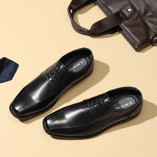 Men's Classic PU Leather Dress Shoes - BLACK - 8