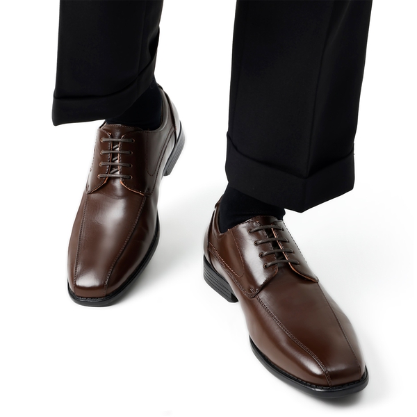 Men's Classic PU Leather Dress Shoes - DARK BROWN - 1