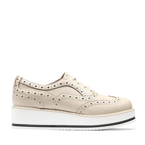 Women's Elegant Wingtip Platform Oxfords - KHAKI - 2