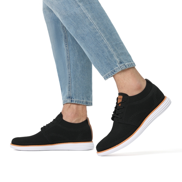 [KnitFlex Breeze] Men's Breathable Mesh Oxford Sneakers - BLACK - 7
