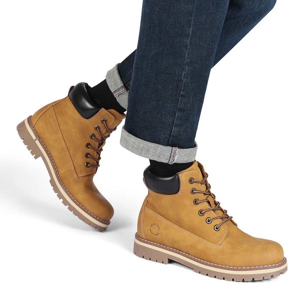 Men's Slip-Resistant Lace-Up Boots - YELLOW - 7