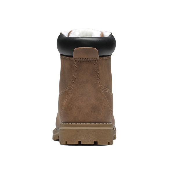 Boys' Fur-Lined Combat Winter Boots - BROWN - 5