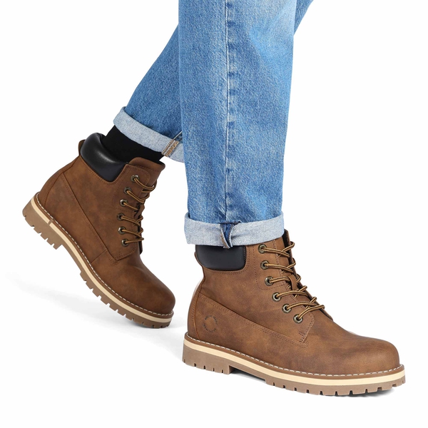 Men's Slip-Resistant Lace-Up Boots - BROWN - 7