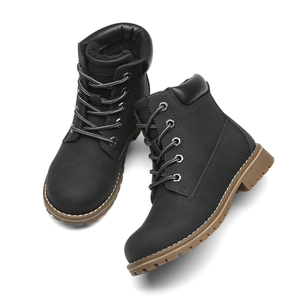 Boys' Fur-Lined Combat Winter Boots - BLACK - 1