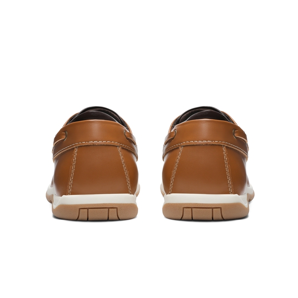 Men's Vegan Leather Boat Loafers - BROWN - 4