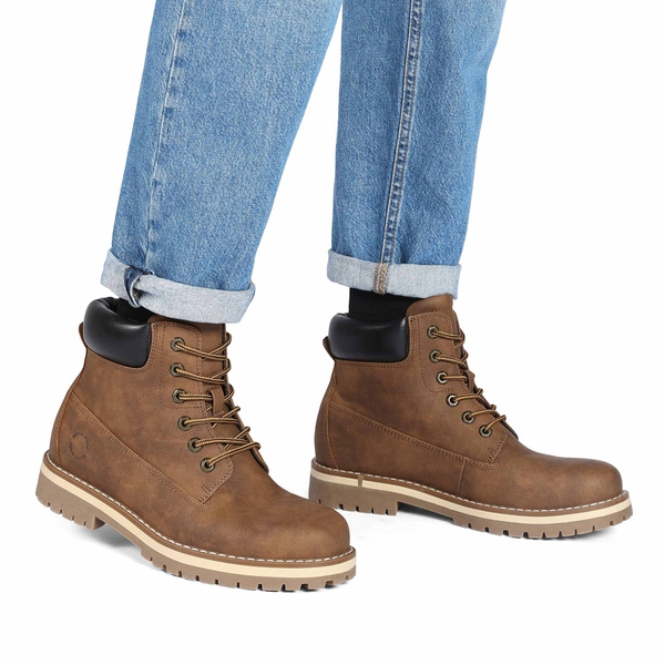 Men's Slip-Resistant Lace-Up Boots - BROWN - 6