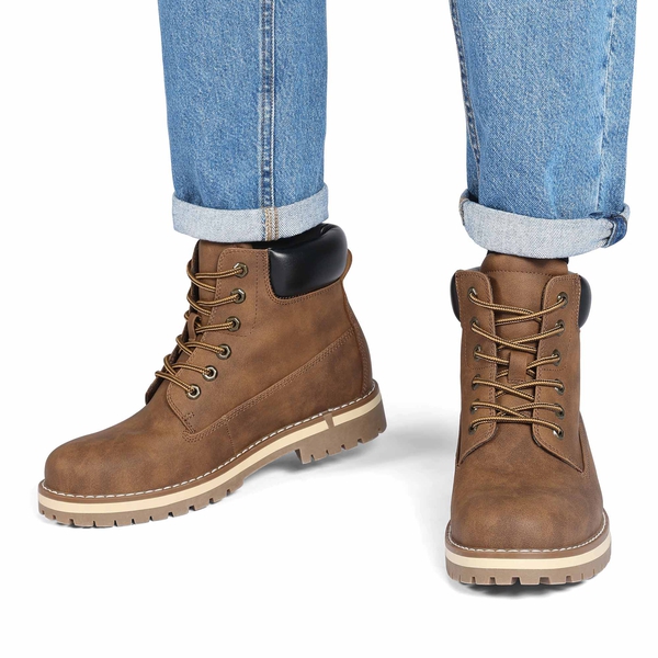 Men's Slip-Resistant Lace-Up Boots - BROWN - 5