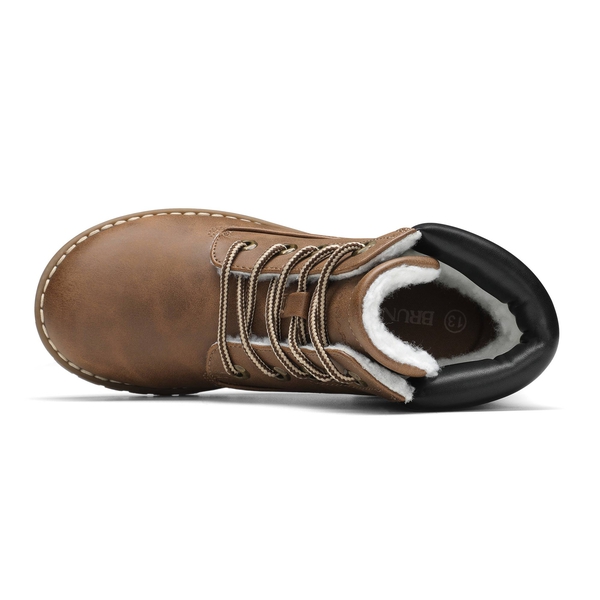 Boys' Fur-Lined Combat Winter Boots - BROWN - 3