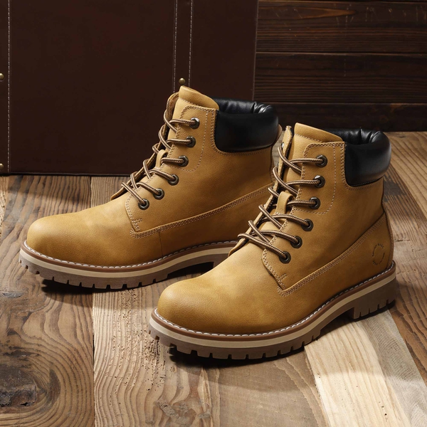 Men's Slip-Resistant Lace-Up Boots - YELLOW - 8