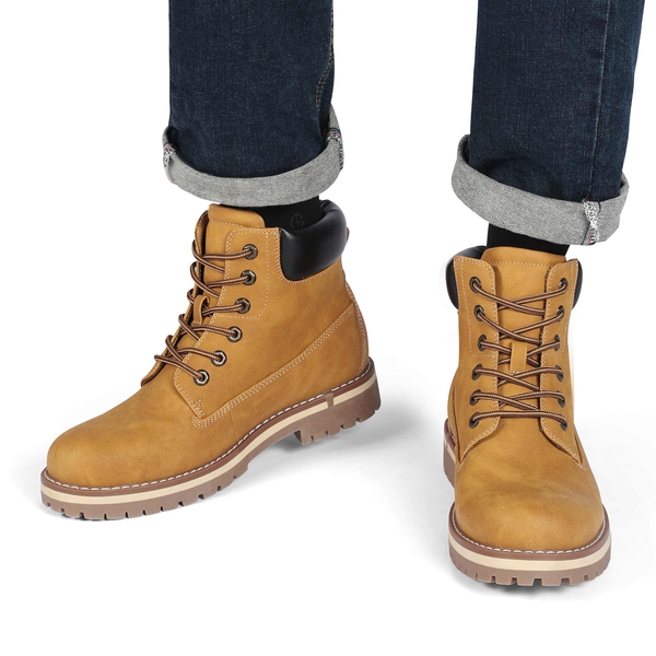 Men's Slip-Resistant Lace-Up Boots - YELLOW - 5