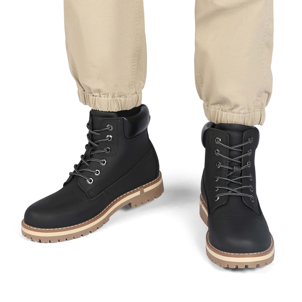 Men's Slip-Resistant Lace-Up Boots - BLACK - 4