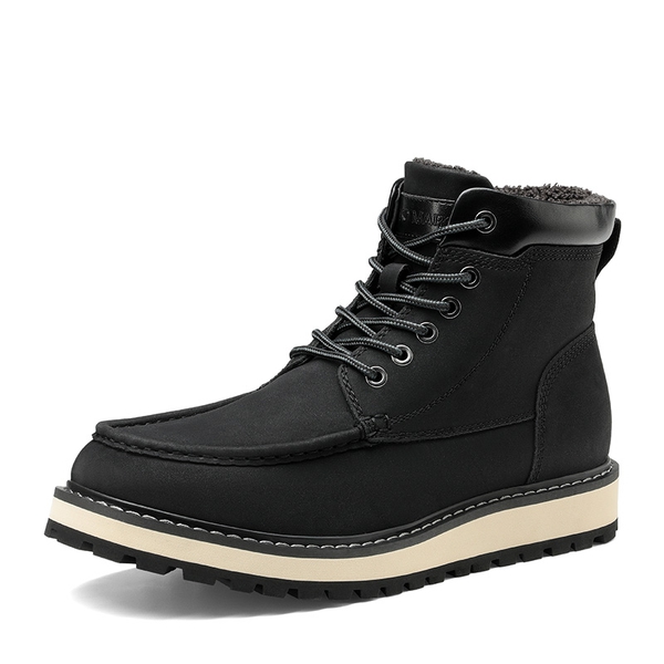 Men's Moc Toe Fur-Lined Boots - BLACK -  0