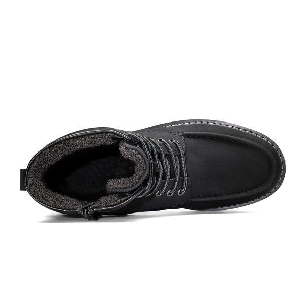 Men's Moc Toe Fur-Lined Boots - BLACK - 4