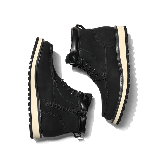 Men's Moc Toe Fur-Lined Boots - BLACK - 1