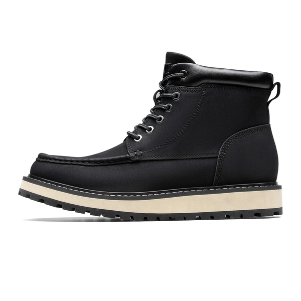 Men's Moc Toe Leather Fashion Boots - BLACK - 2