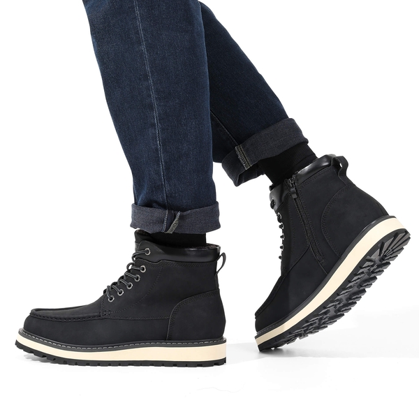 Men's Moc Toe Fur-Lined Boots - BLACK - 7